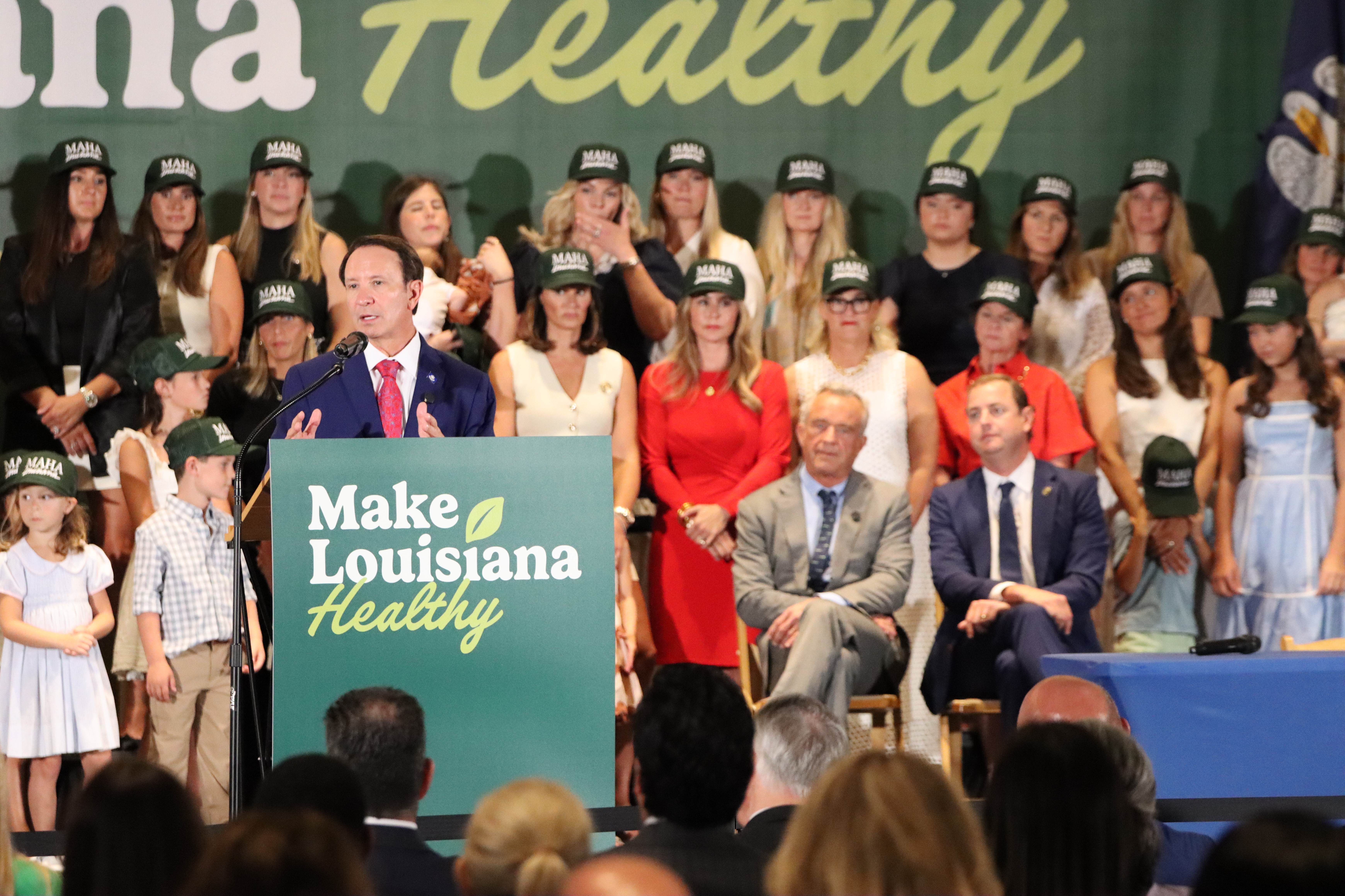 Photograph of Governor Landry giving a speech